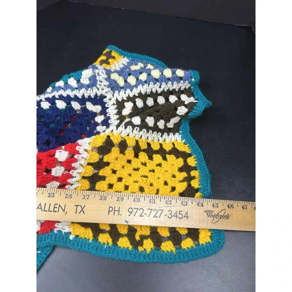 Granny Square Afghan Blanket Crochet 36x45 Hand Made Multicolor Throw